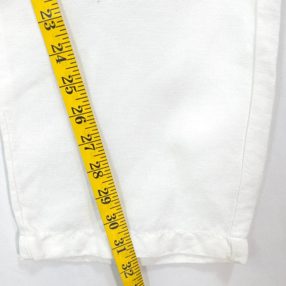Cubavera Linen Blend Drawstring Pants White Men XL 32 Coastal Resort Nautical